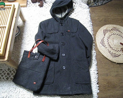 旧衣改造长大衣变英伦风格大衣加旧衣改造成包包