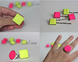 手工DIY制作软陶饰品 用软陶制作的糖果色发卡戒指图片教程