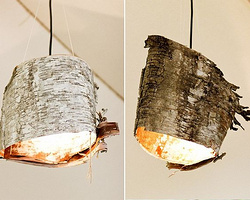 用桦树皮手工DIY制作的自然风格吊灯的方法图解