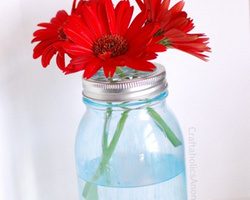 用玻璃罐和铁丝网DIY制作可爱的花瓶图片教程