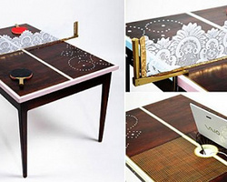 简单手工DIY创意蕾丝网办公室内小型乒乓球桌