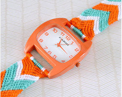 自制手表链、手表带 丝线编织绳编织宽手表带子