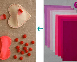 羊毛毡心形饰品、糖果包制作方法图解