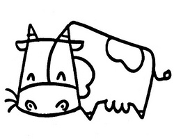教你如何画奶牛 奶牛吃草儿童简笔画图解教程