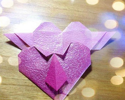 儿童手工制作心形折纸方法 戴领带的心形折纸图解教程