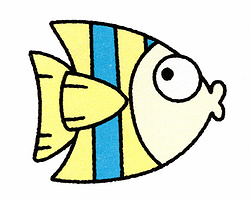 漂亮的热带鱼简笔画的绘画过程 儿童创意卡通画