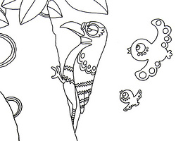 教你如何画啄木鸟 儿童简笔画啄木鸟捉虫画法图解