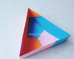 手工折纸三角礼品盒、实用纸盒的折法教程