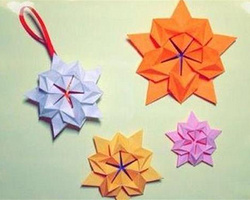 一起折纸花 漂亮的立体星中花折法图解教程