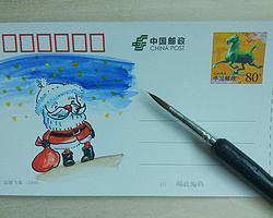 有趣的创意DIY小制作 教你用空白明信片绘制圣诞老人