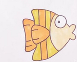 卡通热带鱼简笔画的画法