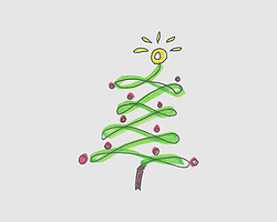 七八岁儿童画教程 带颜色小圣诞树的画法