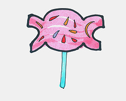 水彩画幼儿画画图片 我爱吃棒棒糖