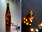 用美丽的葡萄酒瓶手工创意制作的闪光灯笼步骤图解
