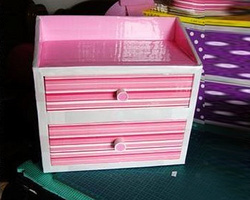 用纸盒制作的多层小抽屉式收纳盒手工DIY图解
