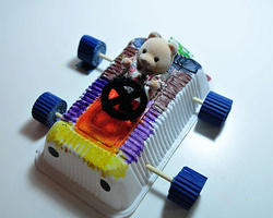 快餐盒变身幼儿手工制作小汽车玩具的做法详细制作步骤图解