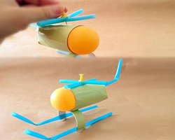 小学生简单手工制作 乒乓球和纸筒DIY小小直升机玩具