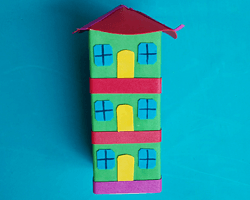 用彩色海绵纸制作儿童DIY玩具小楼房的详细教程