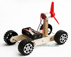 DIY电动螺旋桨空气动力赛车 反作用力赛车科技小制作