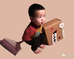 教你用废纸箱制作好玩的儿童小玩具恐龙头部