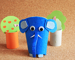 旧物利用小玩具 卷纸筒森林里的小象做法