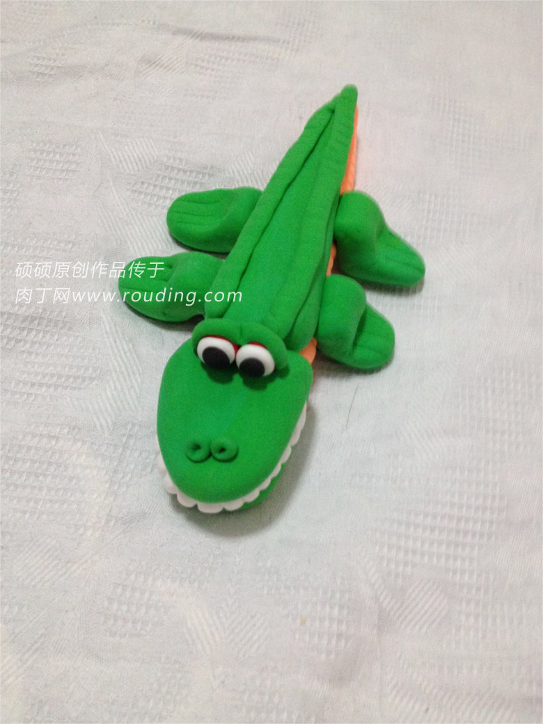 趣味儿童DIY轻粘土卡通系列作品之可爱的小鳄鱼