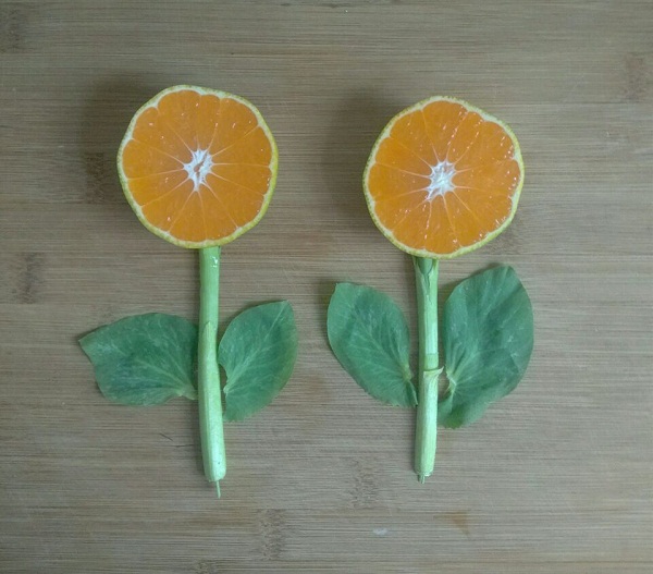 简单漂亮的DIY水果拼贴画之橘子花开制作步骤