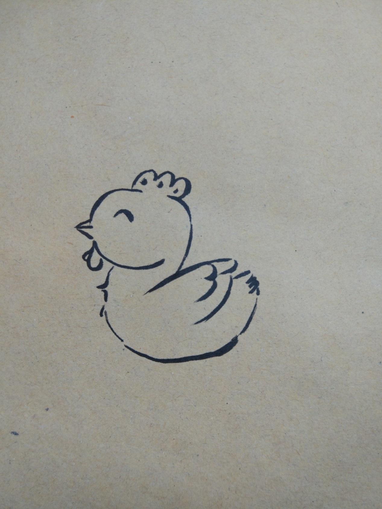 原创简单的彩绘画作品之可爱的卡通小鸡步骤图