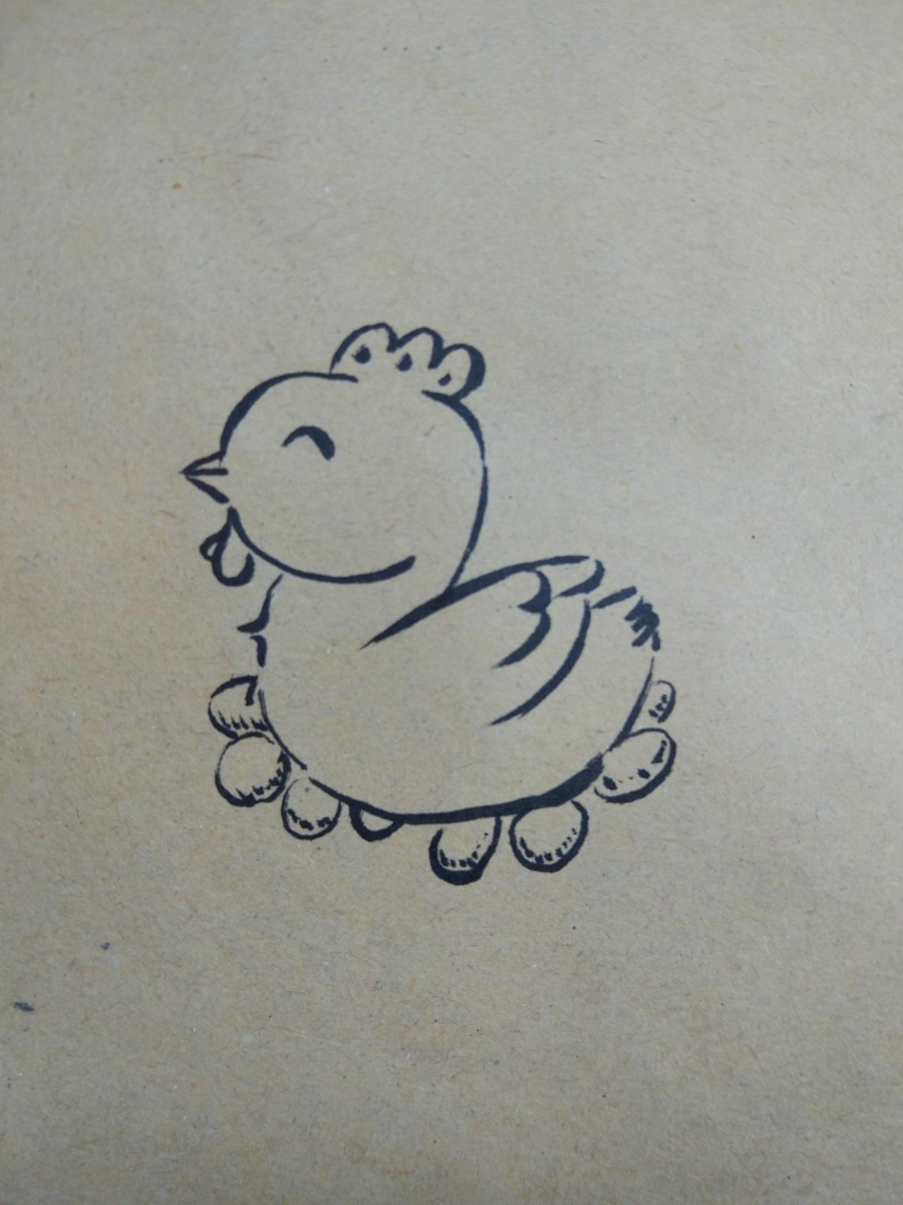 原创简单的彩绘画作品之可爱的卡通小鸡步骤图
