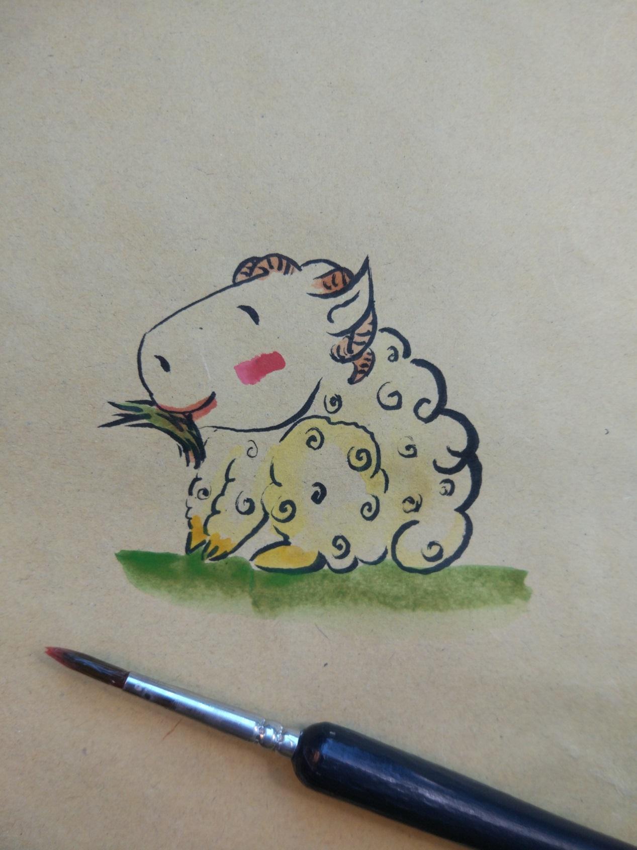 原创趣味绘画作品之可爱的卡通小羊制作教程