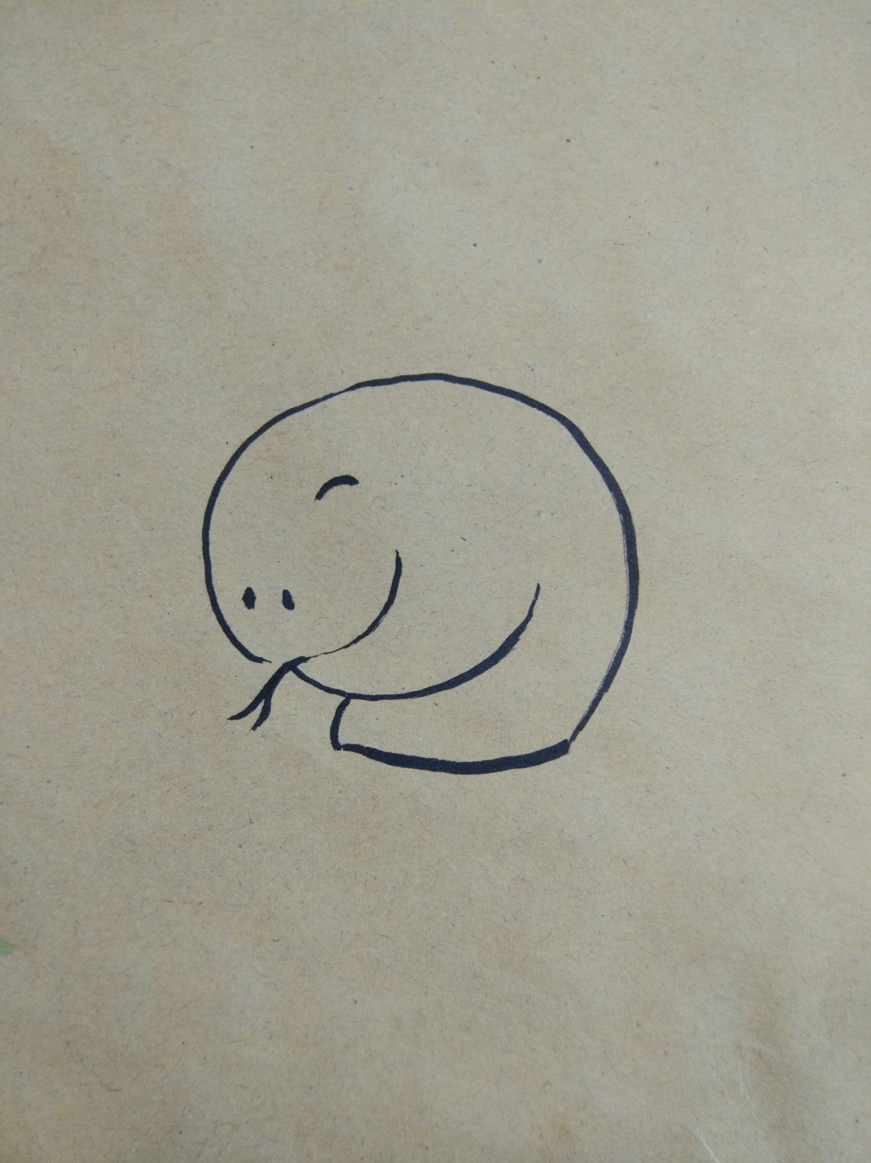 宋宋教你用牛皮纸和彩笔画简单可爱的卡通蛇