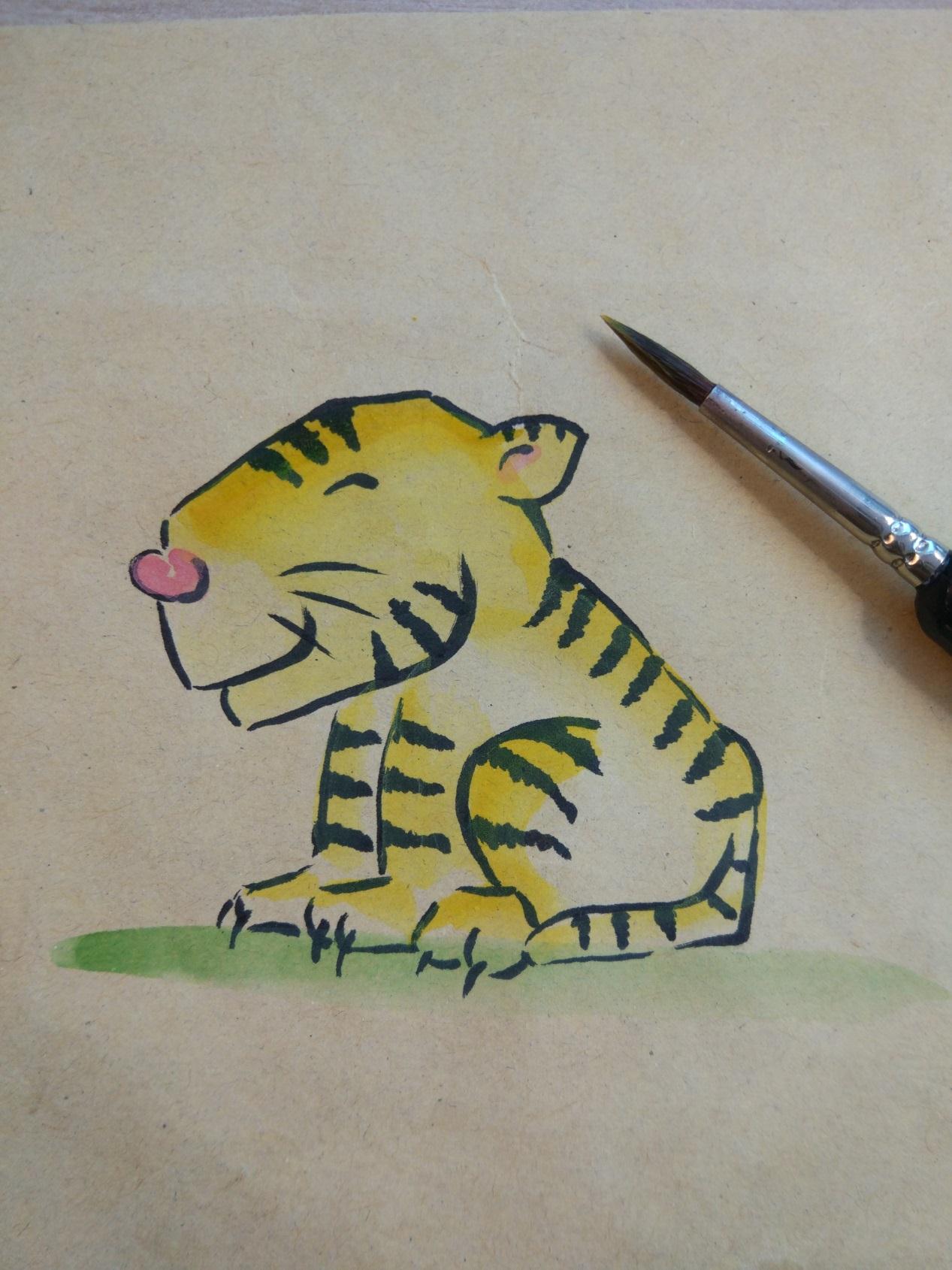 教你画可爱的卡通老虎彩绘简笔画 创意彩绘画基础