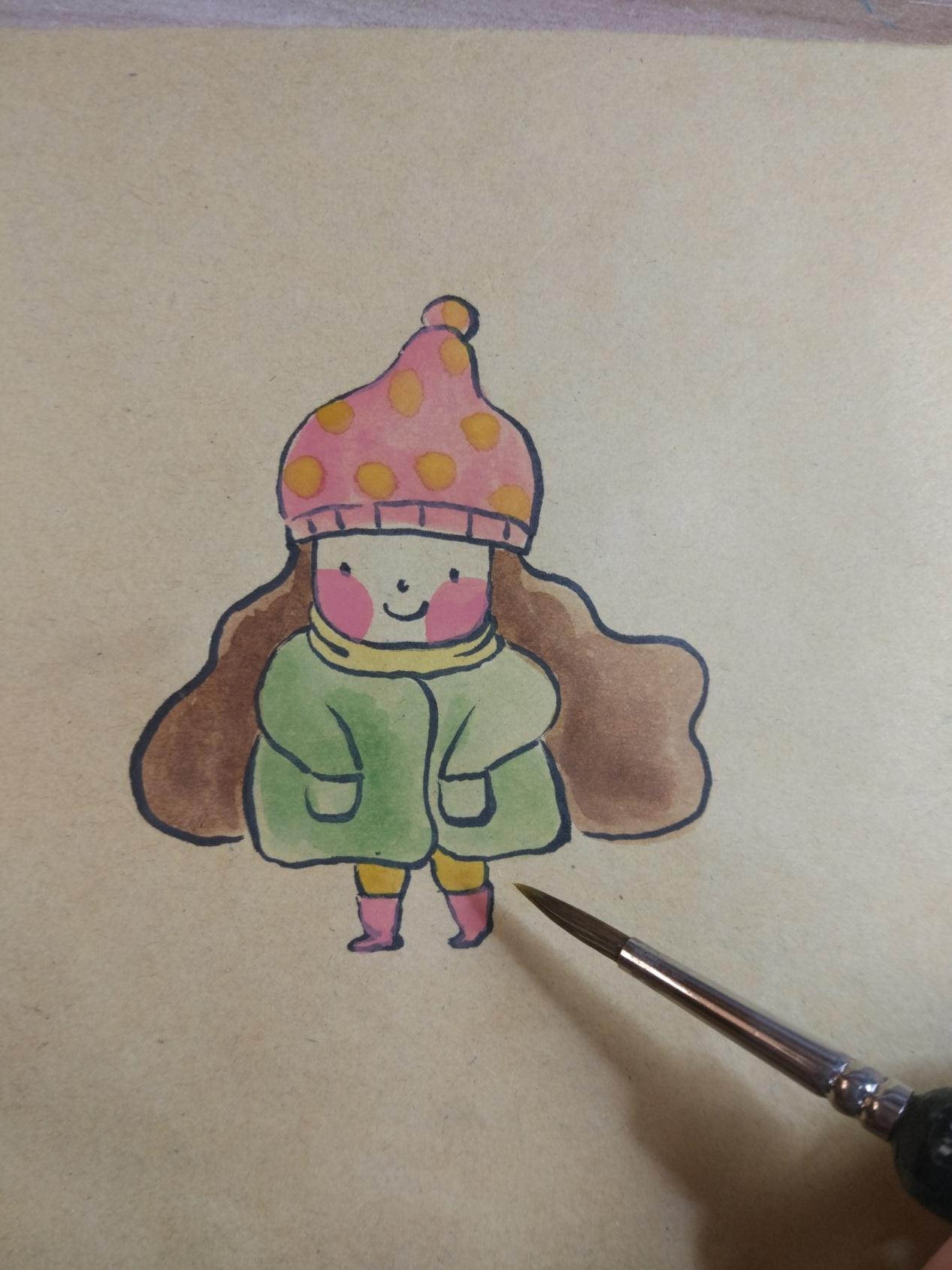 宋宋教你用牛皮纸和彩笔画一张特别可爱的小女孩彩绘画