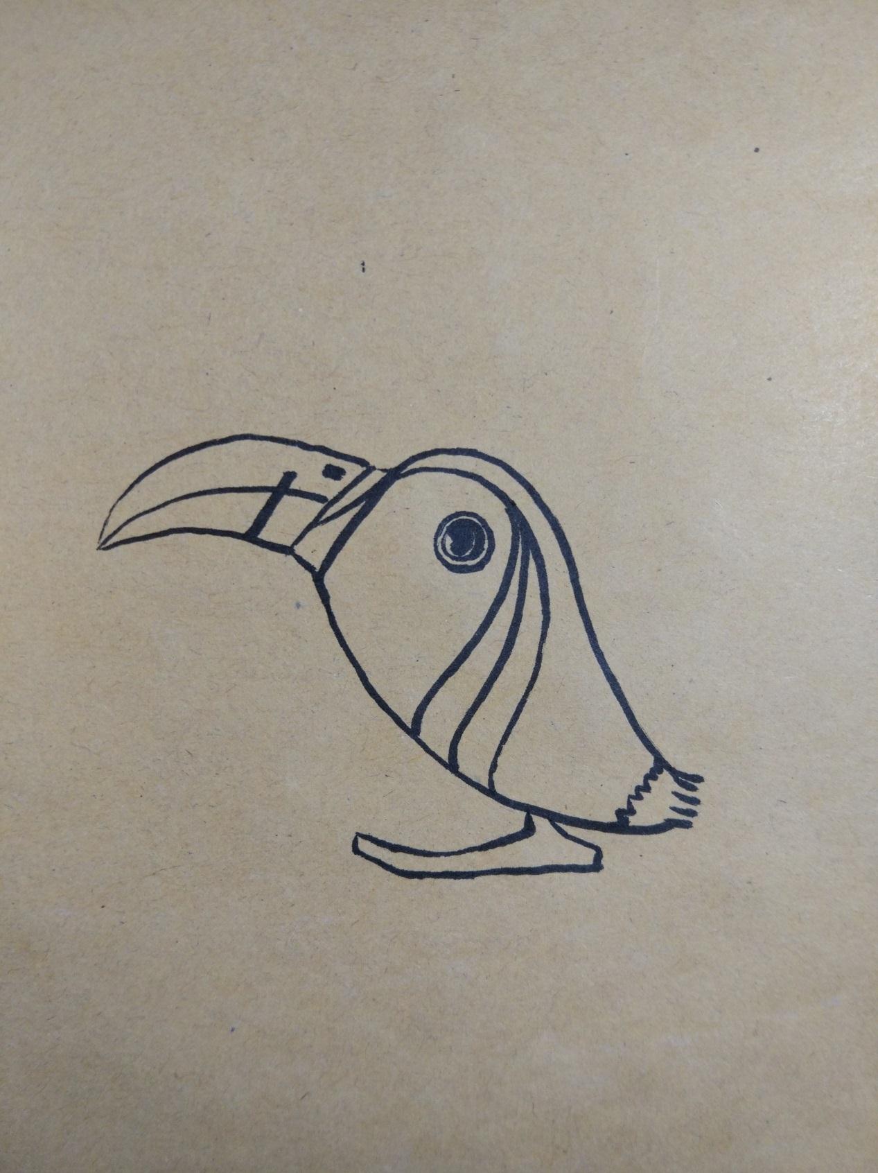 幼儿DIY彩绘画装饰线条-八哥鸟简单过程图