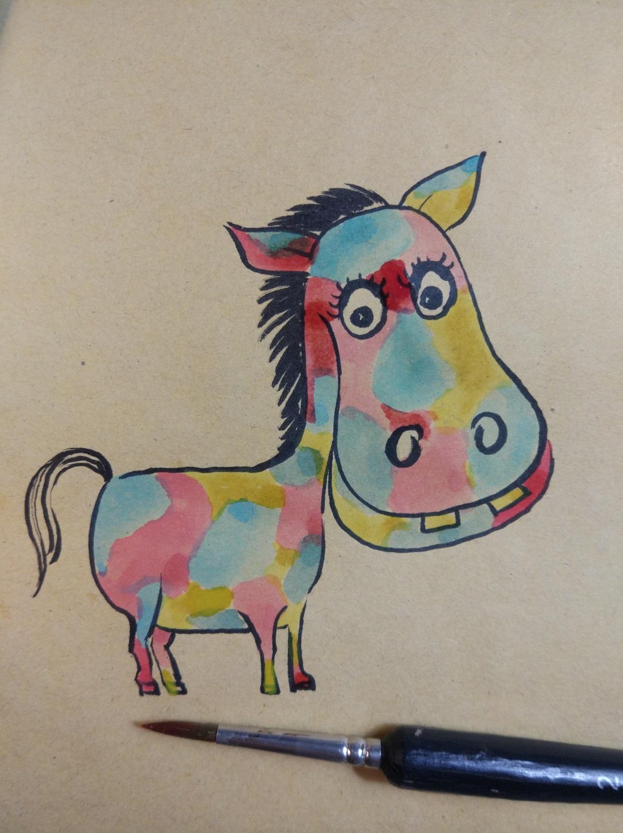 简单的有趣的手工DIY彩色的小马驹彩绘画的教程图
