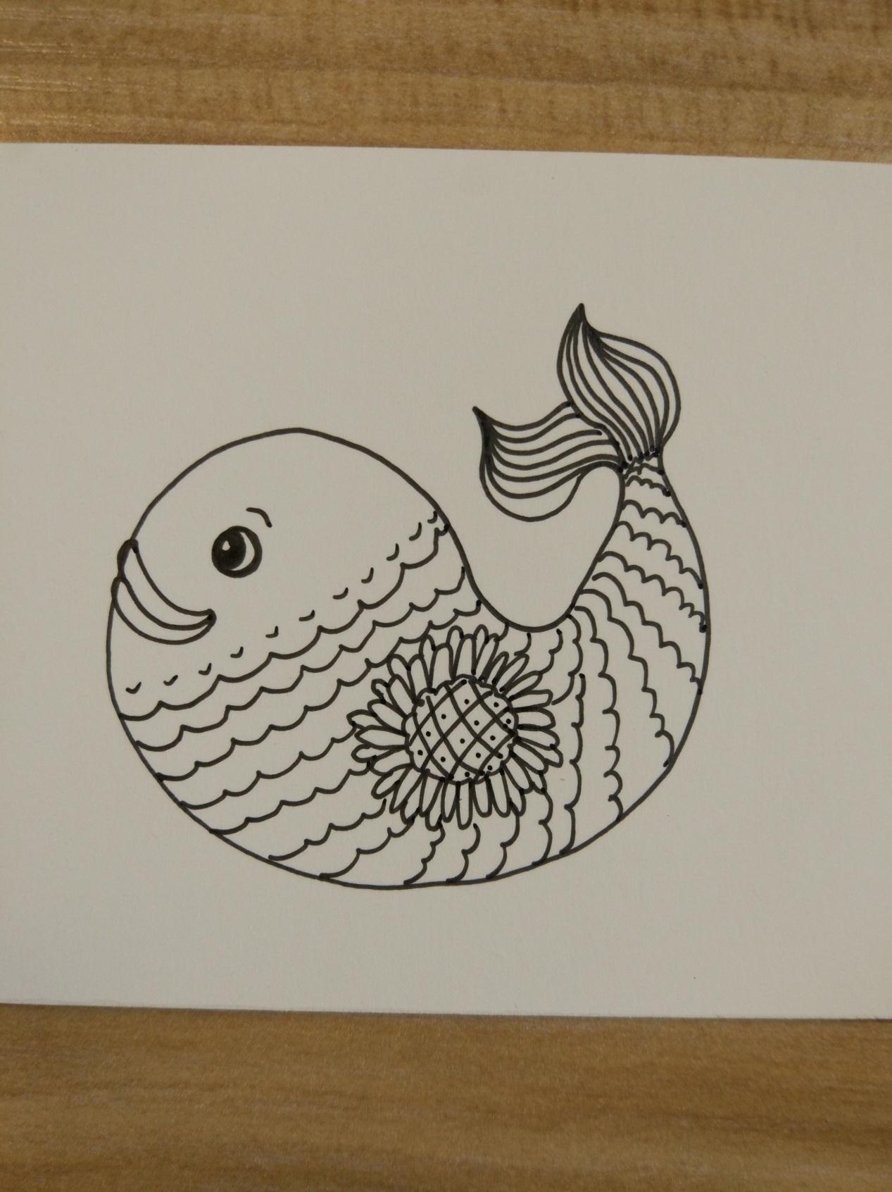 教你绘画可爱的装饰线条-鱼  创意DIY彩绘画作品        