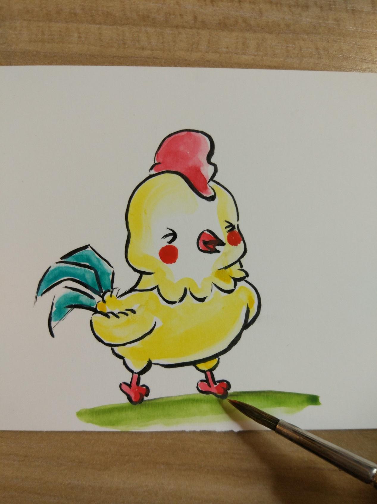 宋宋教你简单的水彩彩绘画 小鸡插画教程