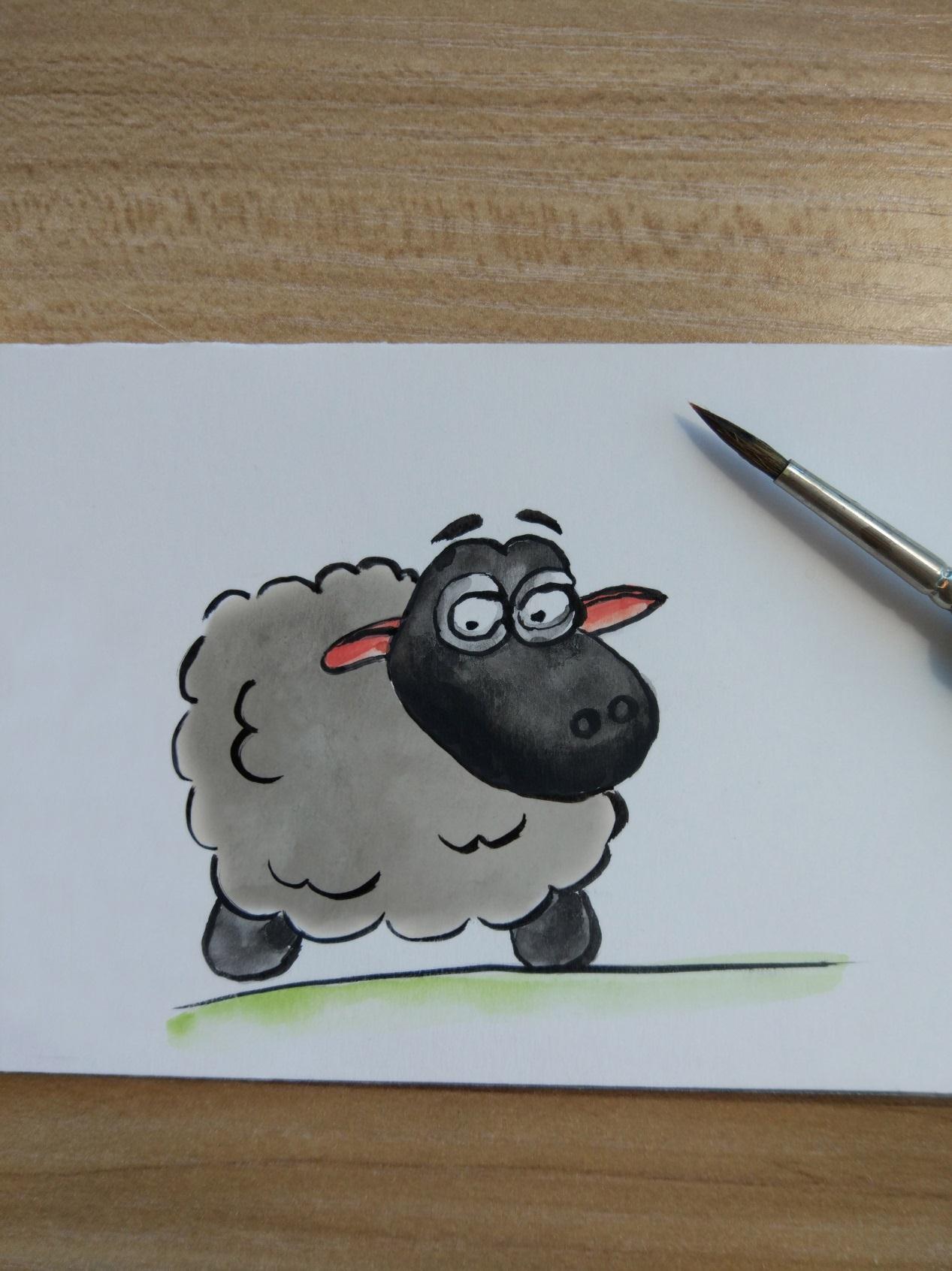 创意DIY彩绘画之可爱的小羊创意水彩插画教程
