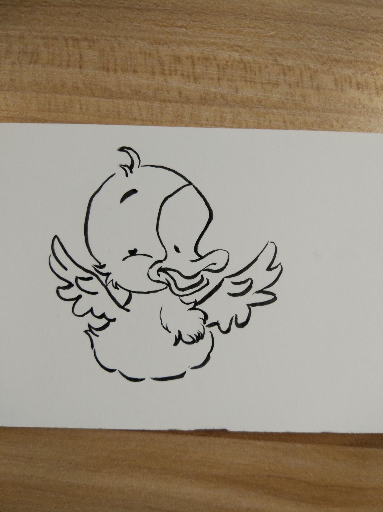创意DIY趣味简笔画―唱歌的小鸭子绘画过程