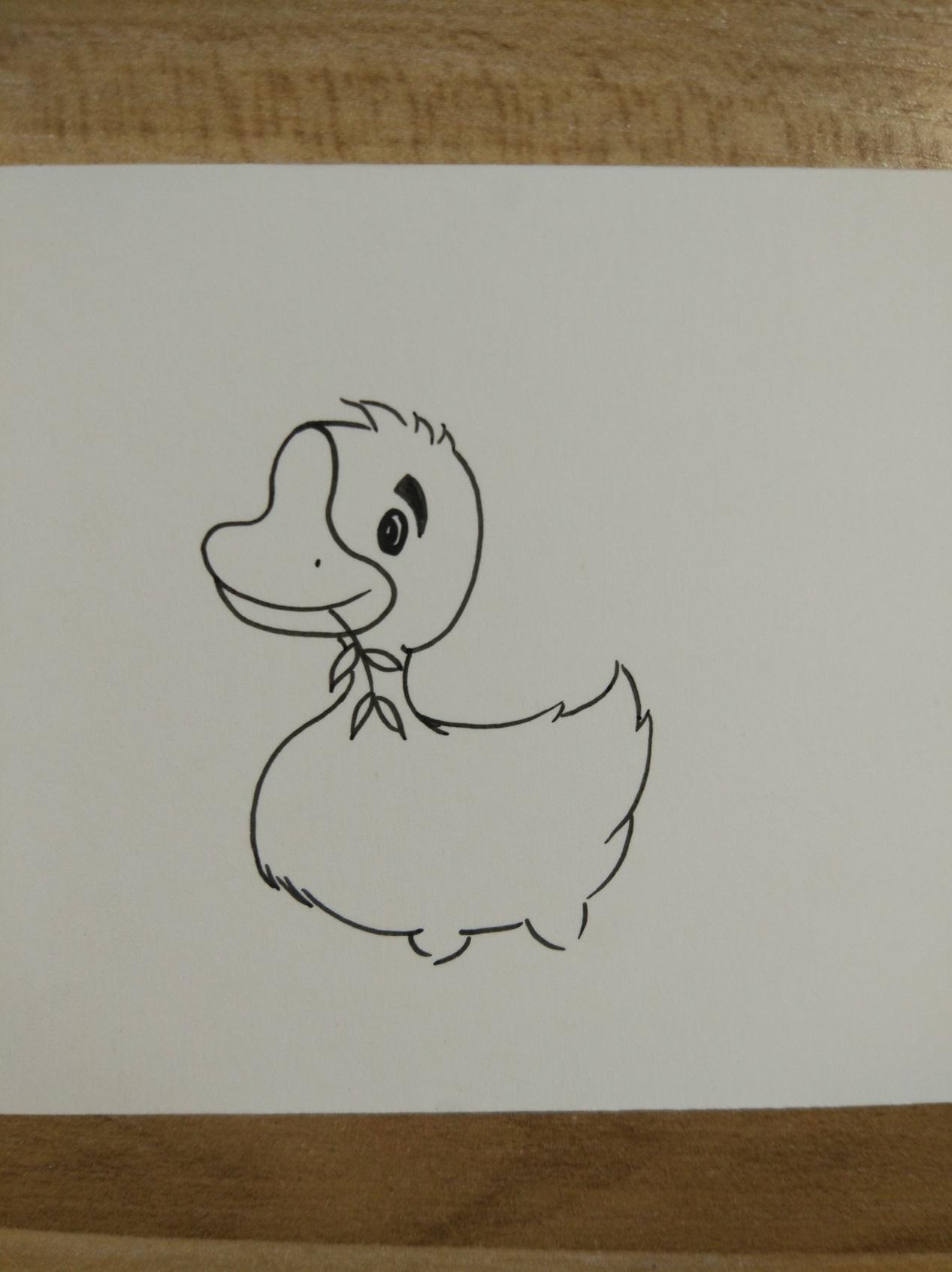 教你画简单的动物水彩画―可爱的小鸭子手绘教程