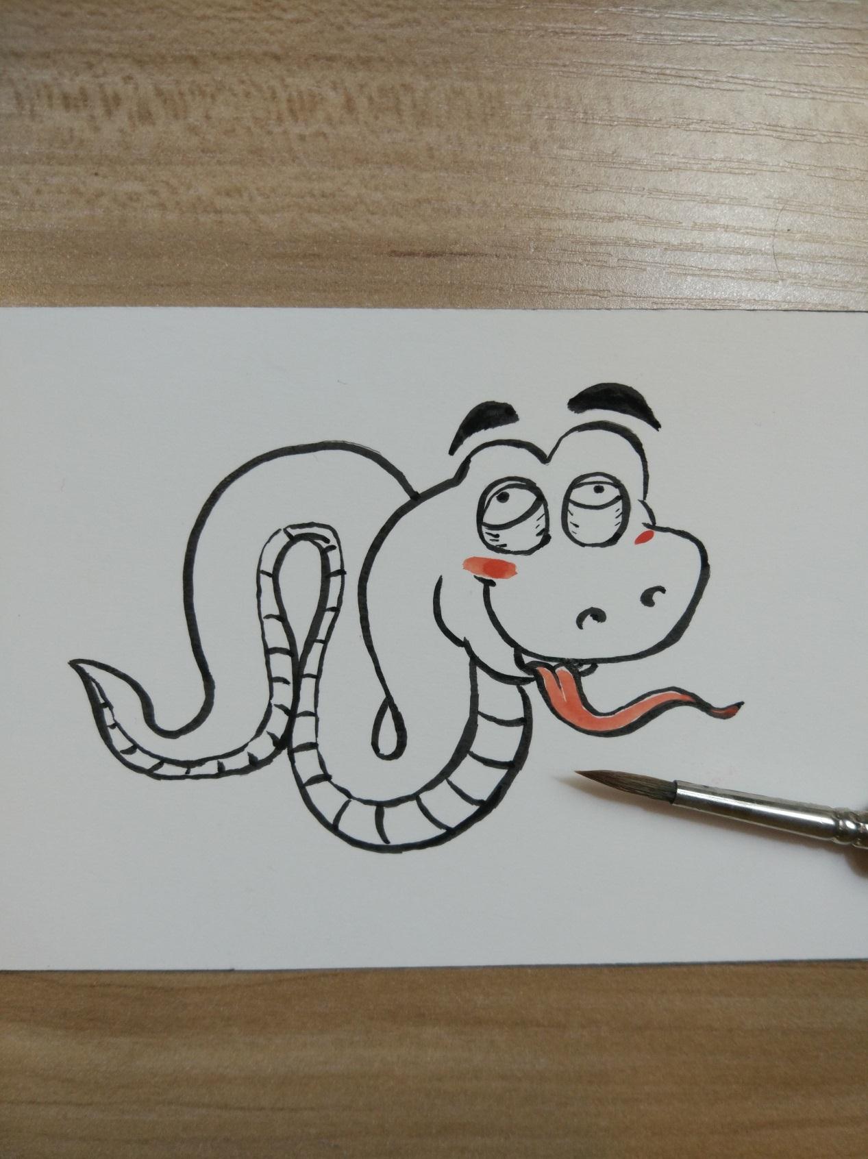 DIY原创动物系列漫画之可爱的小蛇绘画过程