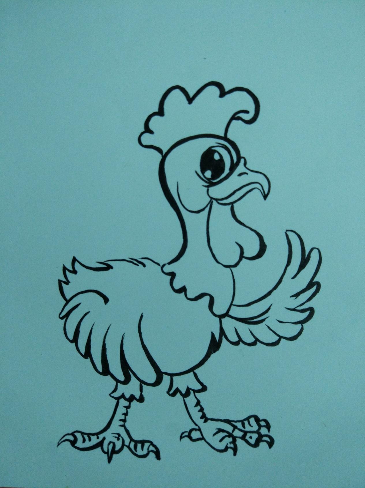 宋宋手绘作品 自信的小公鸡画法详细步骤
