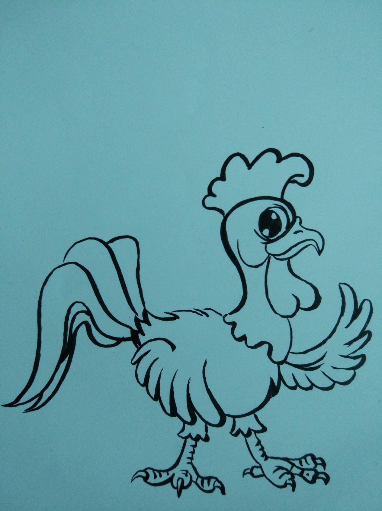 宋宋手绘作品 自信的小公鸡画法详细步骤