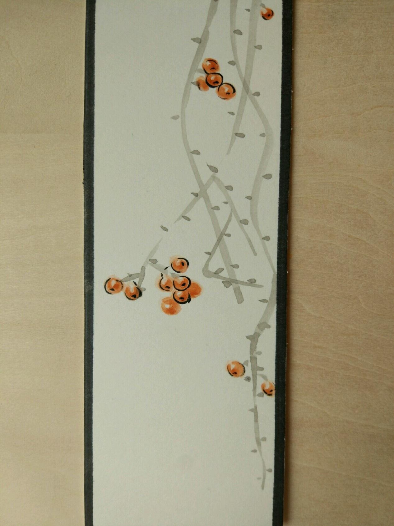 漂亮的花鸟系列手绘书签 DIY果树手绘画教程图