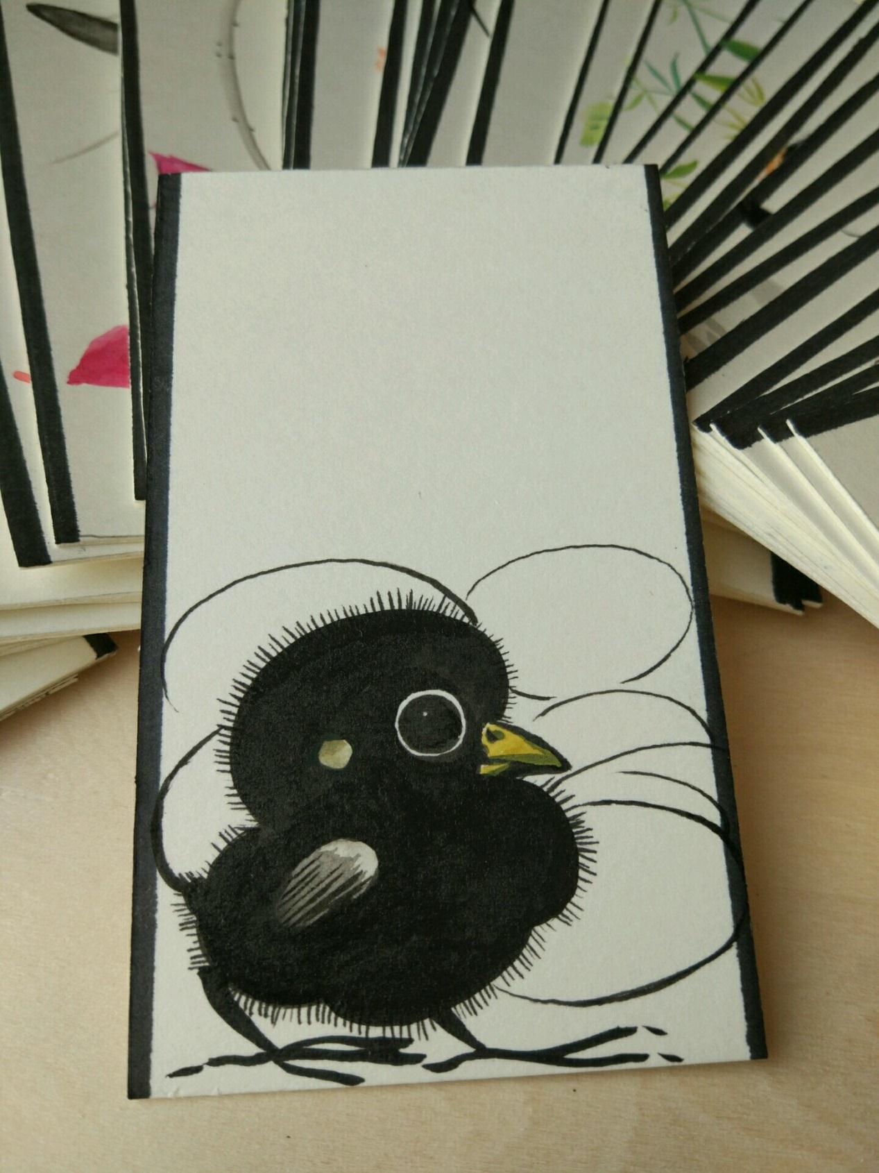 可爱的小鸡手绘书签的绘制步骤 DIY花鸟手绘画