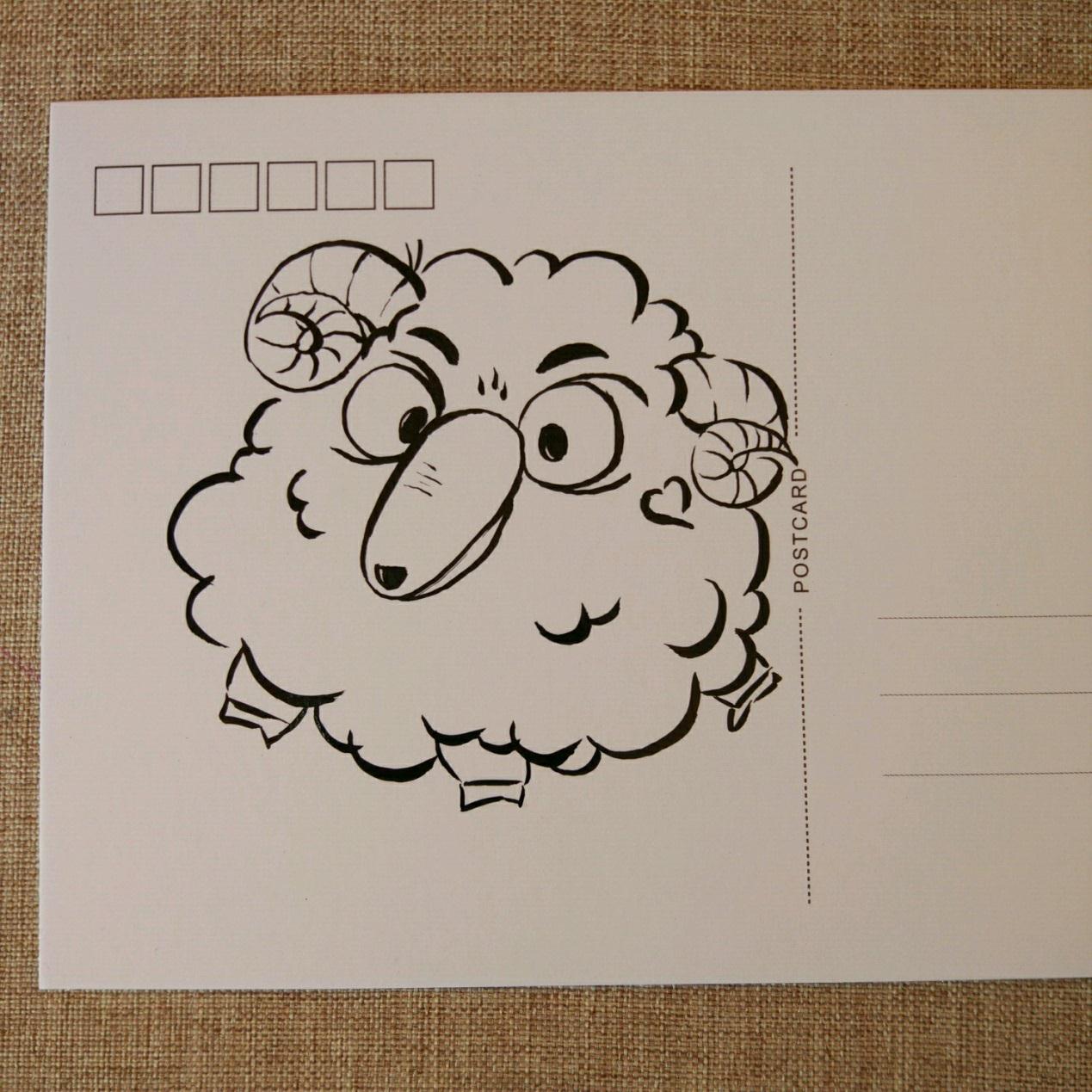 宋宋教你绘制可爱的小绵羊手绘明信片 DIY原创手绘漫画