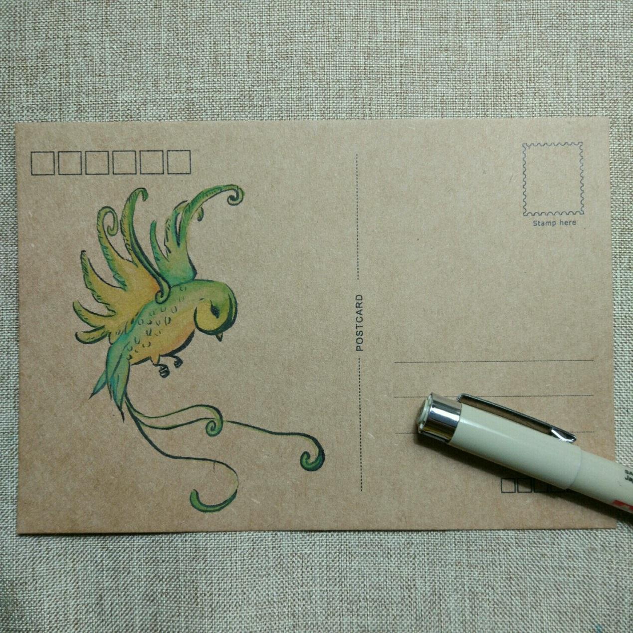 宋宋教你画漂亮的动物水彩画―小鸟明信片的绘制图解