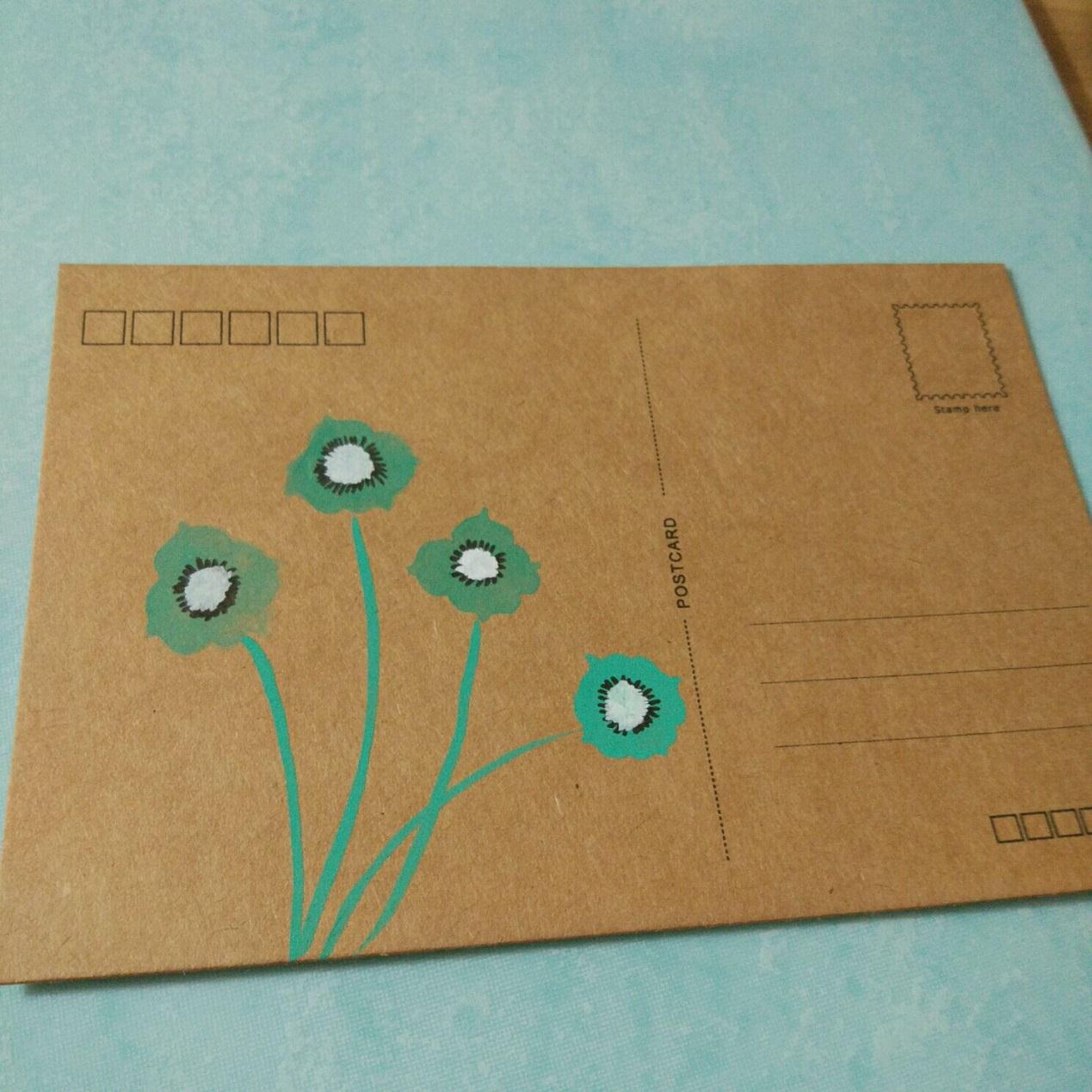 宋宋创意DIY漂亮的花卉手绘明信片绘制教程图