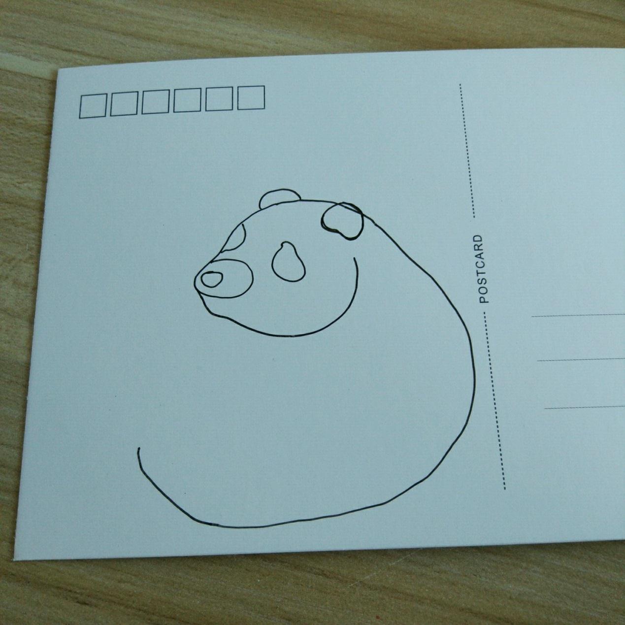 可爱的大熊猫手绘画步骤图 简单的装饰画明信片