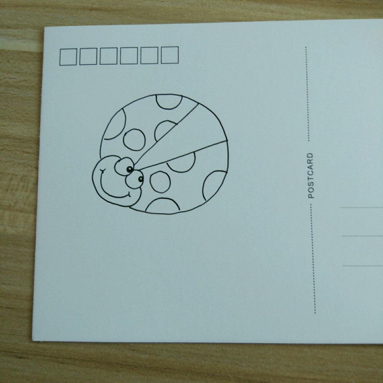 简单的小动物手绘明信片装饰画 七星瓢虫步骤图